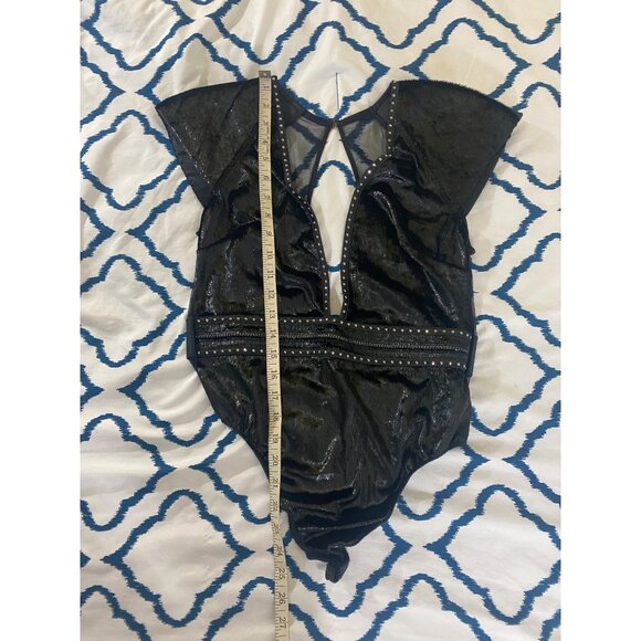 Victoria Secret Women's Black Deep V Plunge Velvet Body Suit - Medium - Picture 4 of 13